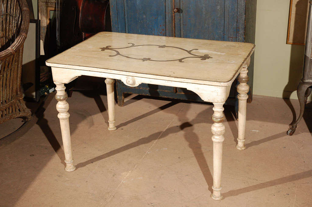 Old Painted Wood Side Table