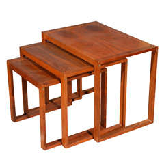 C. 1950 Walnut Nesting Tables from Norway