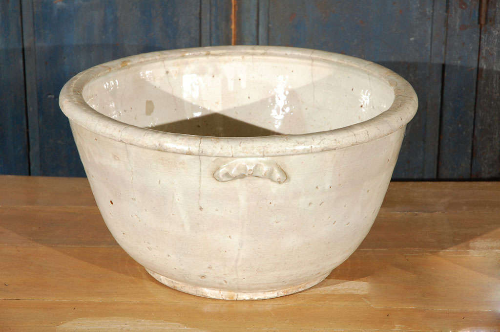 Big Old French Glazed Pottery Bowl
