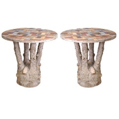 Matched pair of Faux Bois Garden Tables