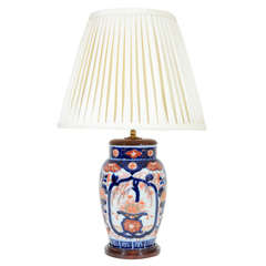 Orange & Blue Imari Porcelain Vase Lamp, Late 19th Century