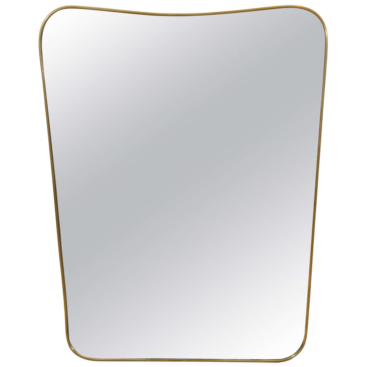 Small Italian Modernist Brass Framed Mirror, circa 1950s