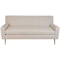 Custom Order Robsjohn-Gibbings Sofa with Brass Legs, circa 1950s