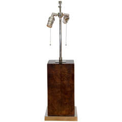 Aldo Tura Lamp in Cognac Parchment with Nickel Hardware, Italy, circa 1960’s