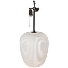 White-Glazed Ceramic Fluted Table Lamp