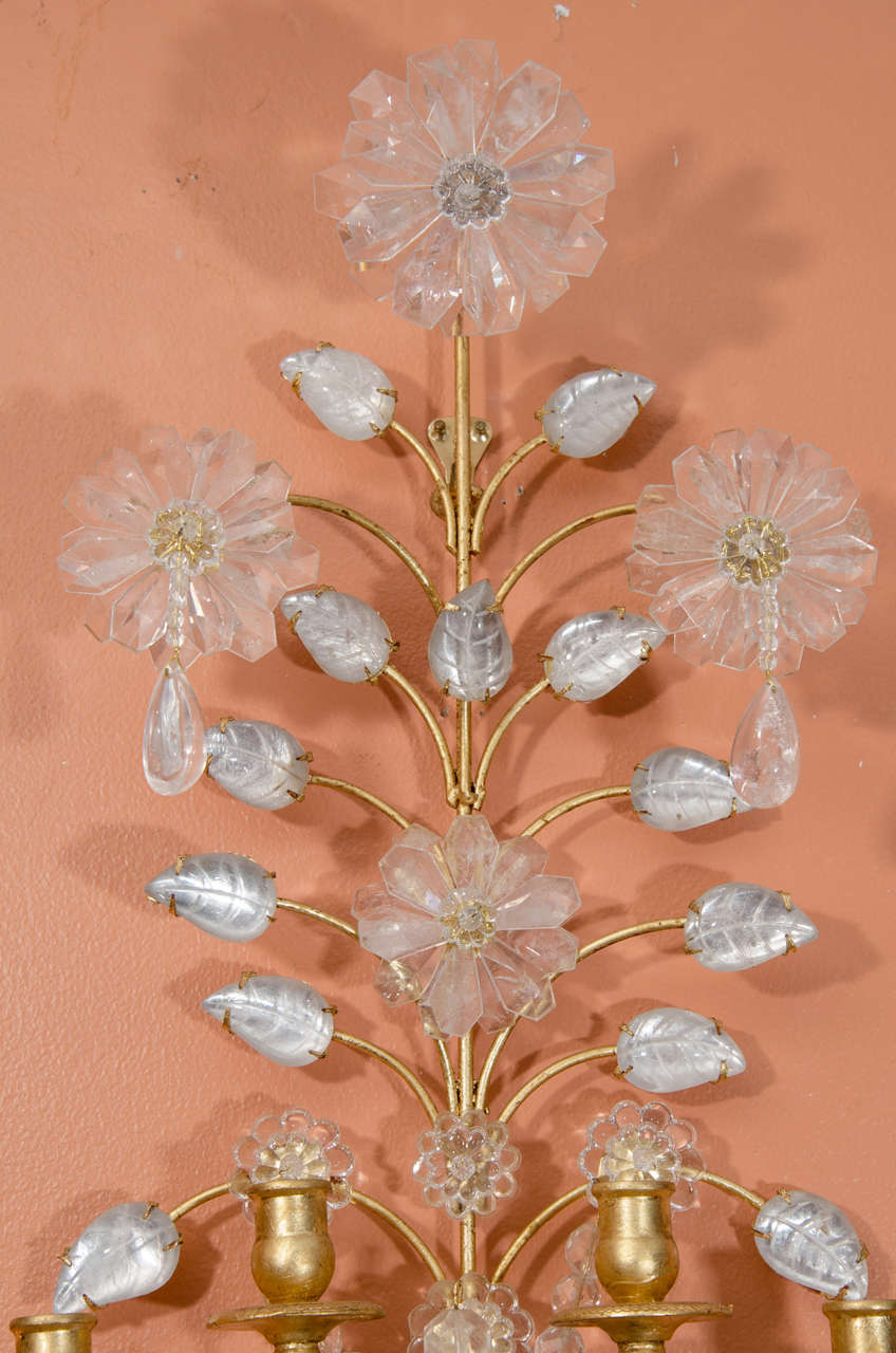 French Pair of Rock Crystal Sconces