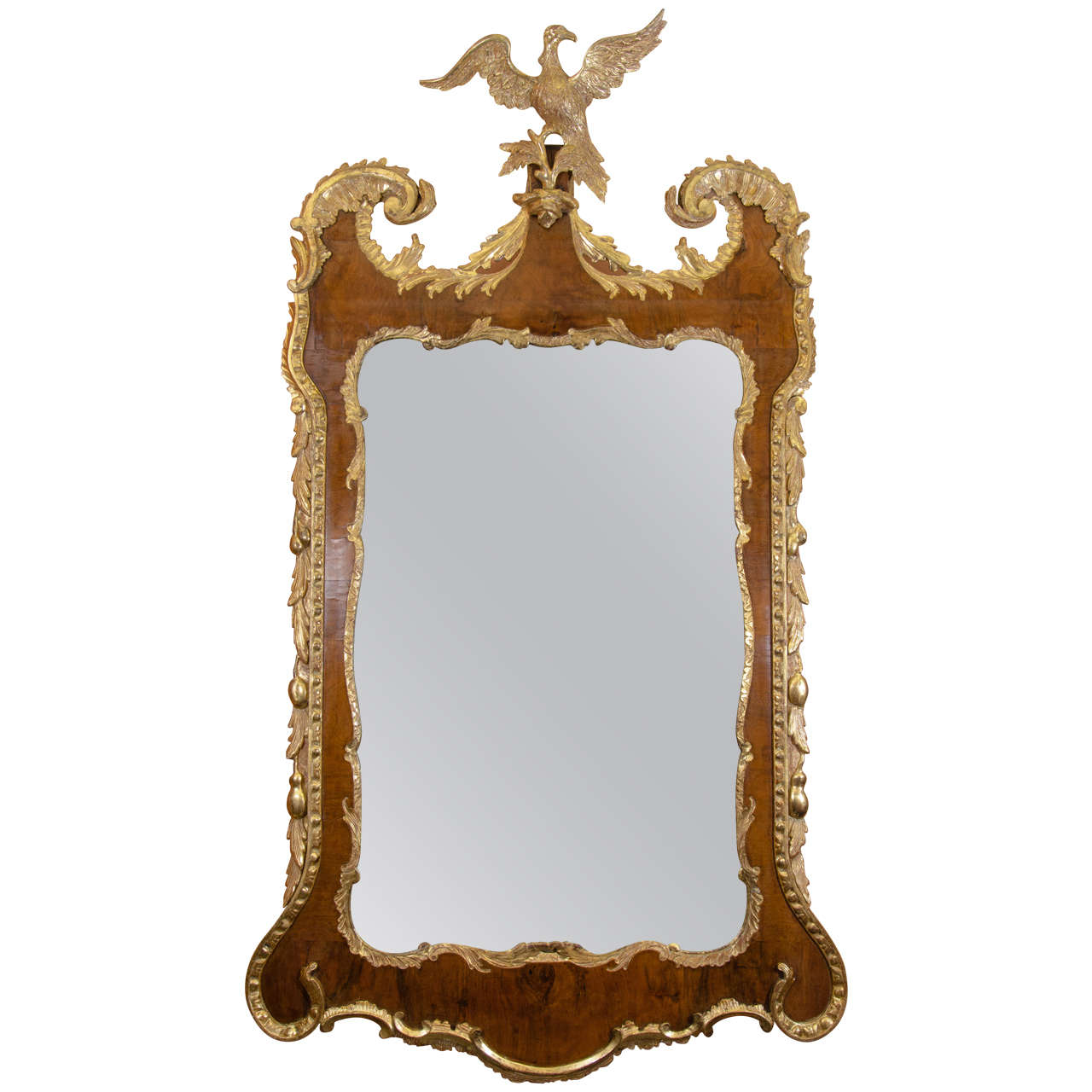 George II Walnut and Gilt Mirror For Sale