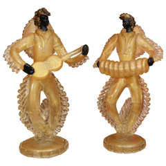 Pair of Venetian Glass Musicians by Barovier