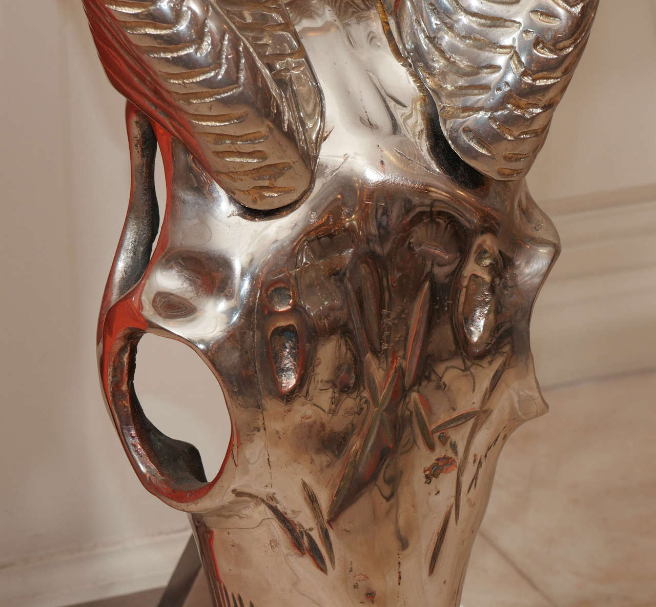 Massive Nickel-Plated Bronze Kudu Skull by Fondica France 2