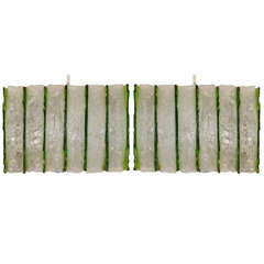 Pair of Rectilinear Sconces with Clear and Green Glass by Mazzega 4
