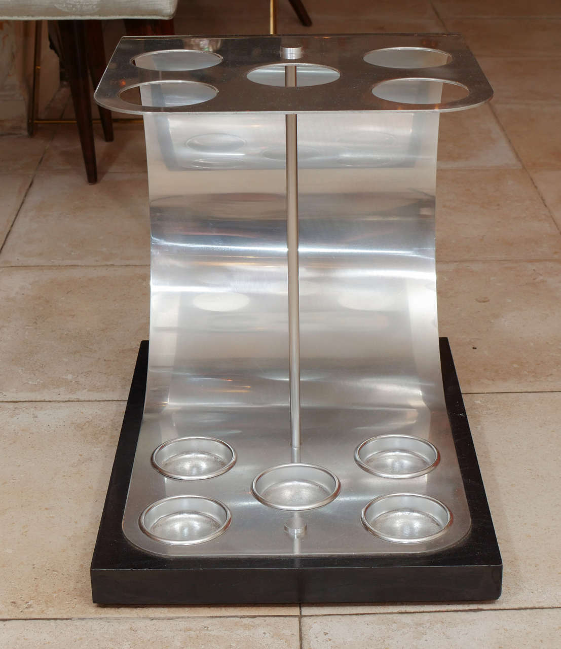 Curved Aluminum Umbrella Stand at 1stdibs