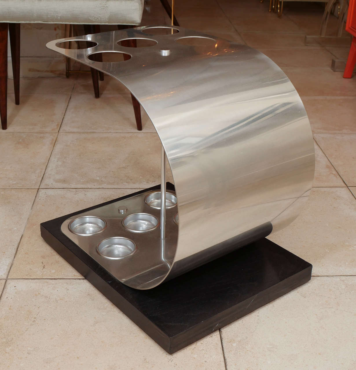Curved Aluminum Umbrella Stand at 1stdibs