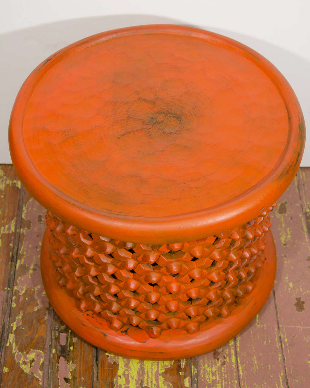 Mid-20th Century Orange Painted Cameroon Stools For Sale