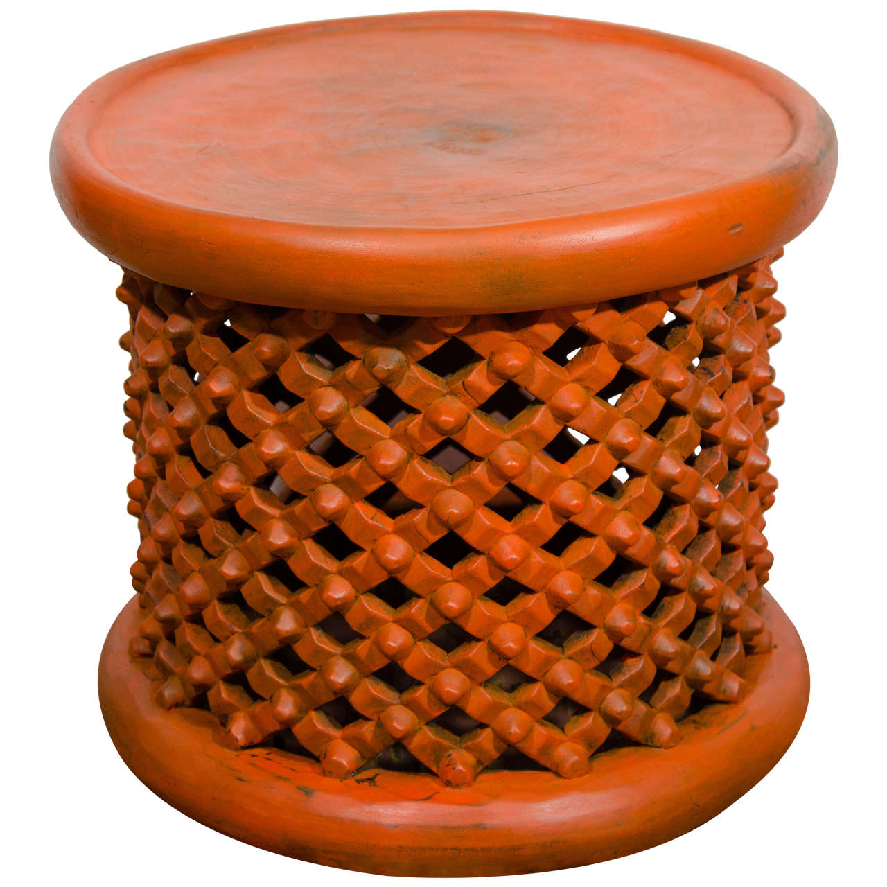 Orange Painted Cameroon Stools For Sale