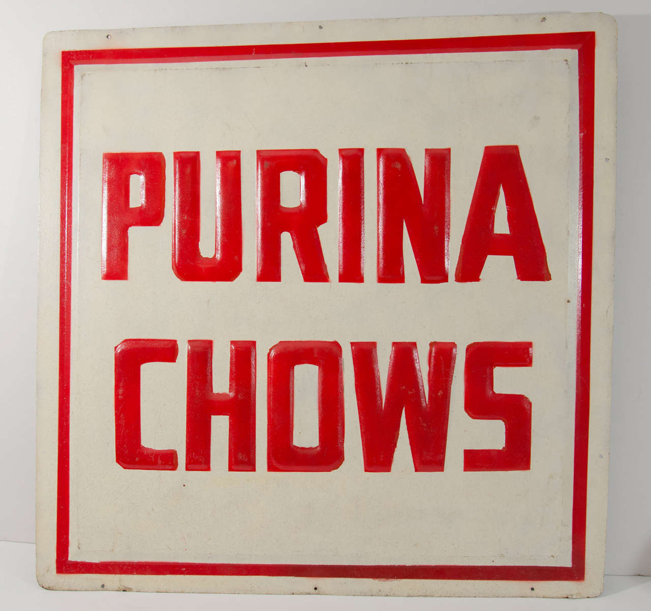 Enameled Metal Purina Sign with holes for hanging