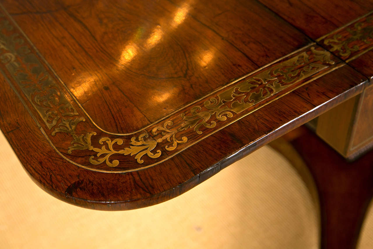 19th Century Brass Inlaid Regency Sofa Table For Sale