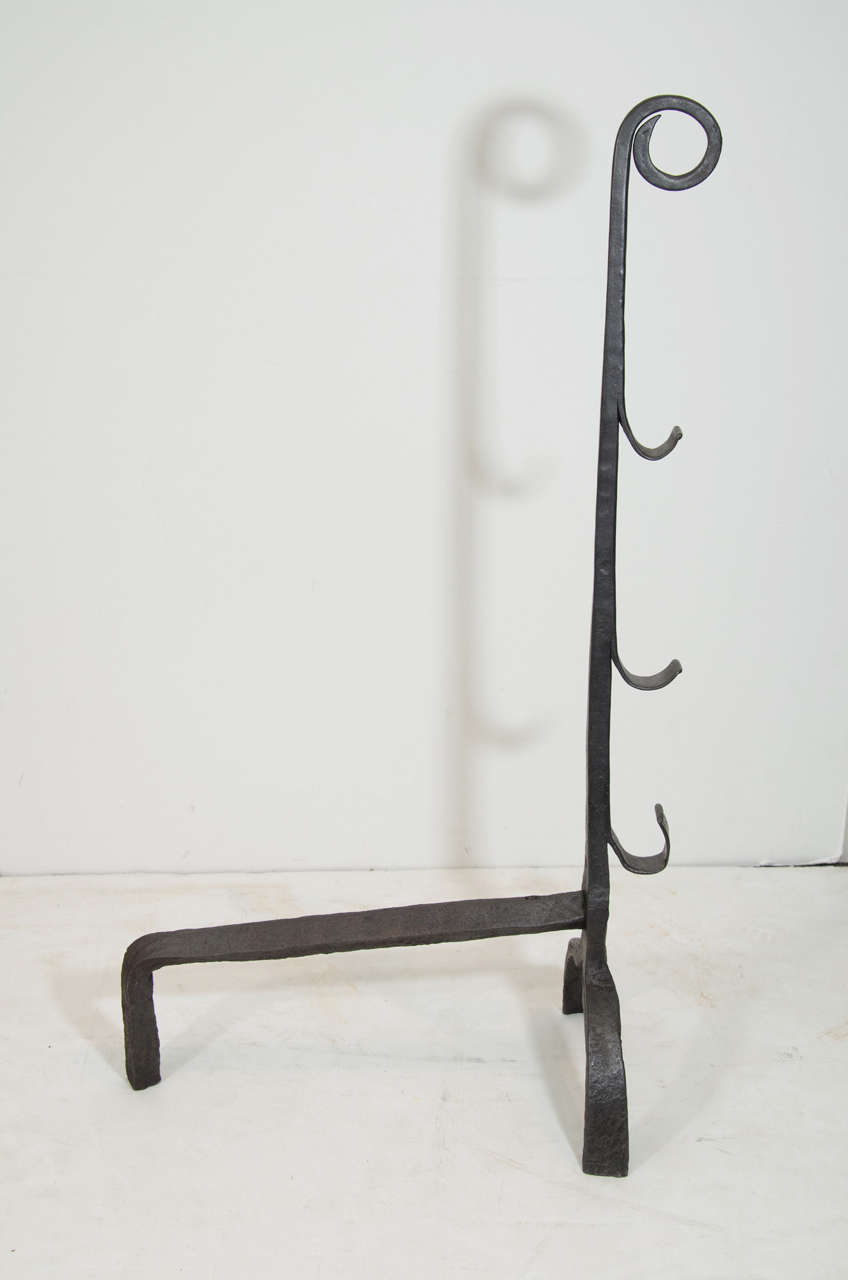 Iron Tall Curled Top Andirons