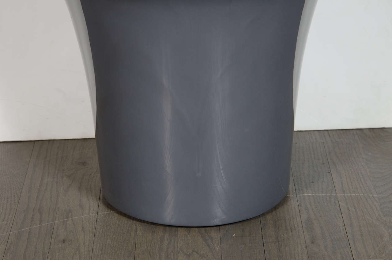 American Mid-Century Modernist Side Table in a Lustrous Dove Gray Lacquered Finish