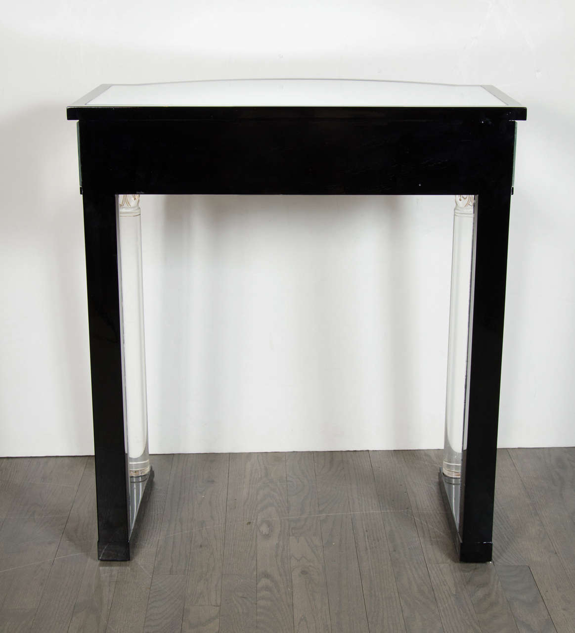 20th Century Exquisite Console Table in Ebonized Mahogany, Lucite and Mirror by Grosfeld House