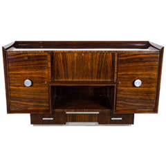 Luxurious Art Deco Machine Age Sideboard/Cabinet in Book Matched Zebrawood