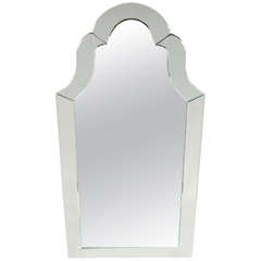 Venetian Style Mirror with Arched Top and Double Beveled Detailing
