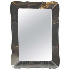 1940's Hollywood Style Scalloped Mirror with Chamfered Detailing