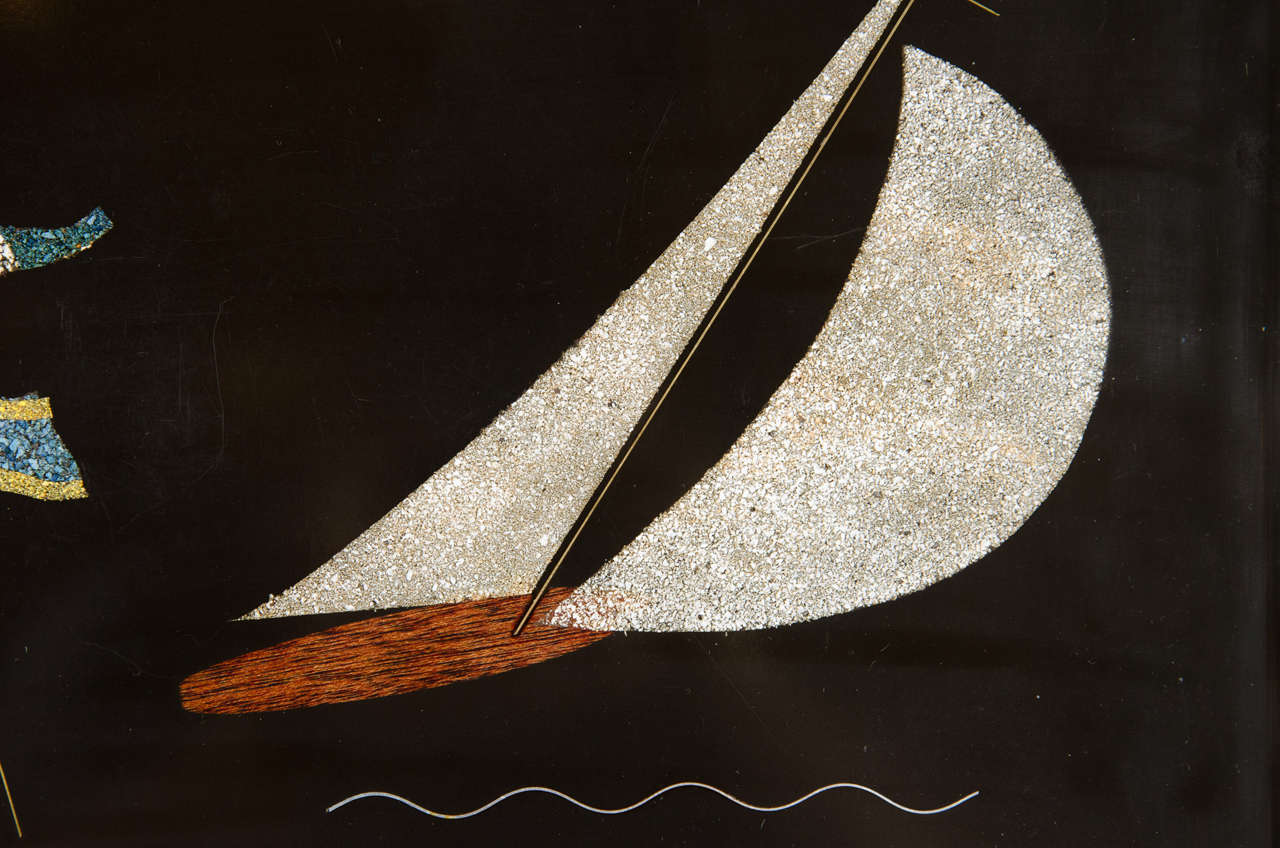 American Art Deco Nautical Theme Bakelite Tray by The Couroc Company