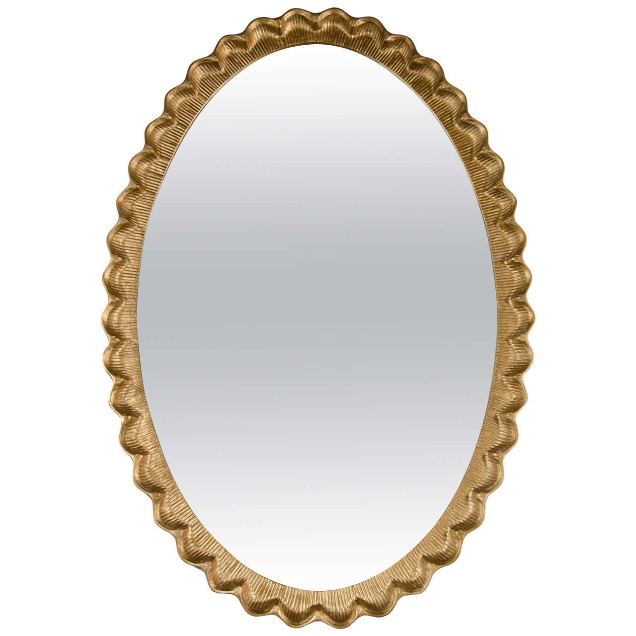 Exceptional Mid-Century Modernist Ovoid Scalloped Mirror by Dorothy Draper