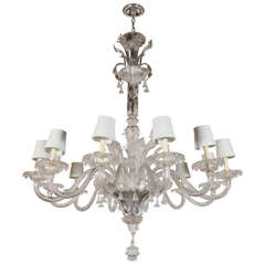 Rare and Exquisite Hand Blown Murano Glass 12 Arm Chandelier