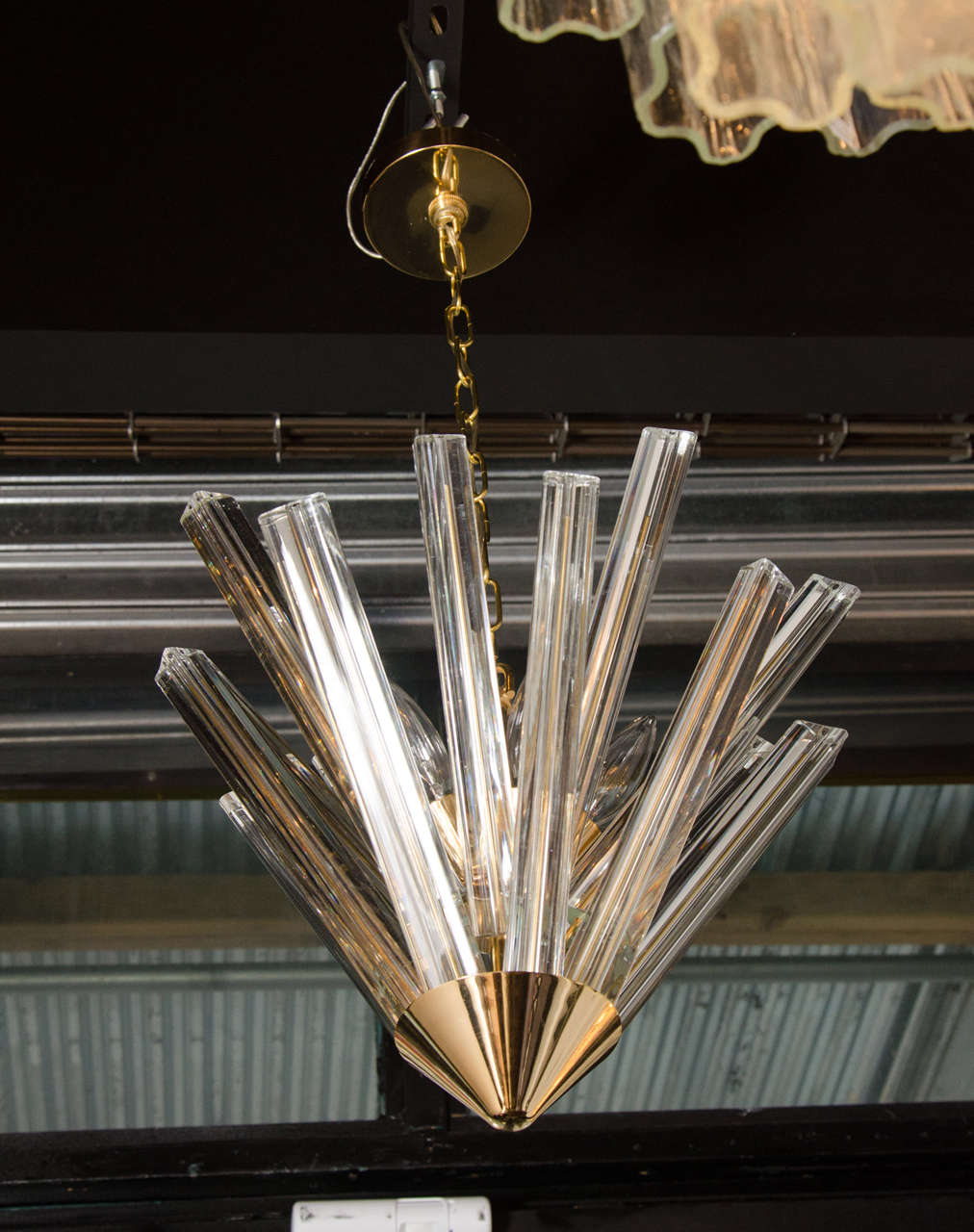Mid-Century Modernist Hand Blown Murano Starburst Camer Chandelier