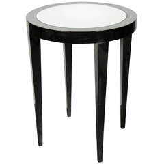Luxe Art Deco Side Table with Tapered Legs and Mirror Insert Luxe Art Deco Side Table with Tapered Legs and Mirror Insert