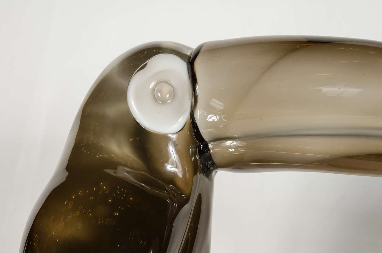 Italian Pair of Exquisite Hand Blown Glass Toucan's by Licio Zanetti