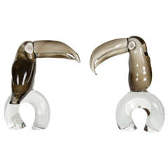 Pair of Exquisite Hand Blown Glass Toucan's by Licio Zanetti