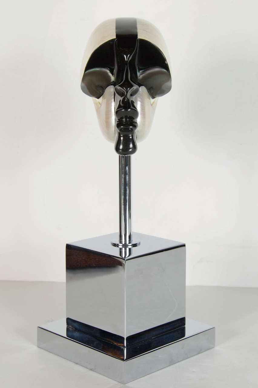 20th Century Ultra Chic Modernist Black- a -Moor Sculpture Mounted On A Nickeled Base