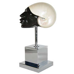 Ultra Chic Modernist Black- a -Moor Sculpture Mounted On A Nickeled Base
