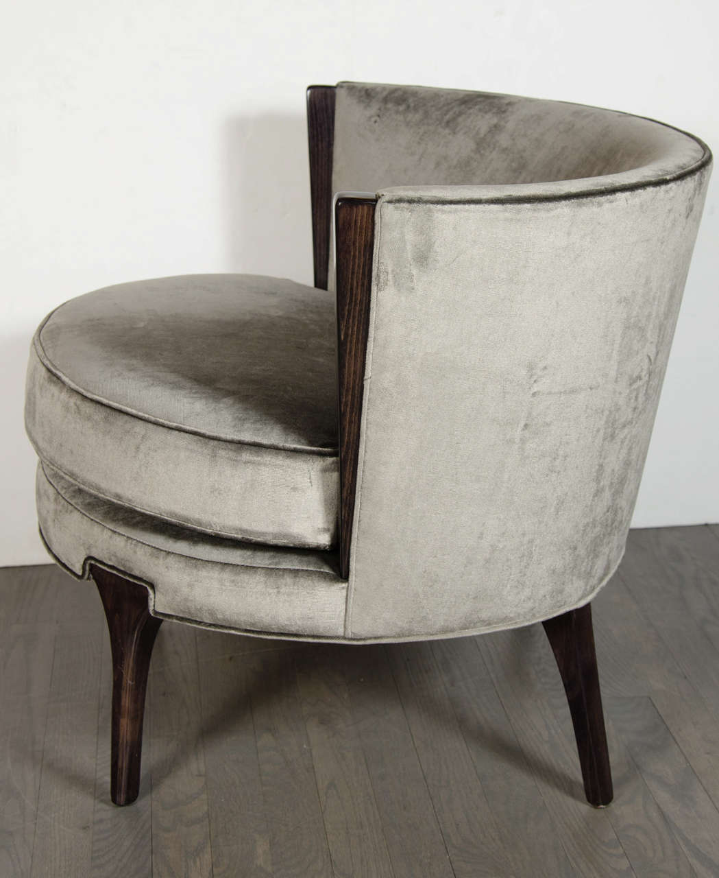 Sophisticated MidCentury Modernist Barrel Back Occasional Chair at 1stdibs