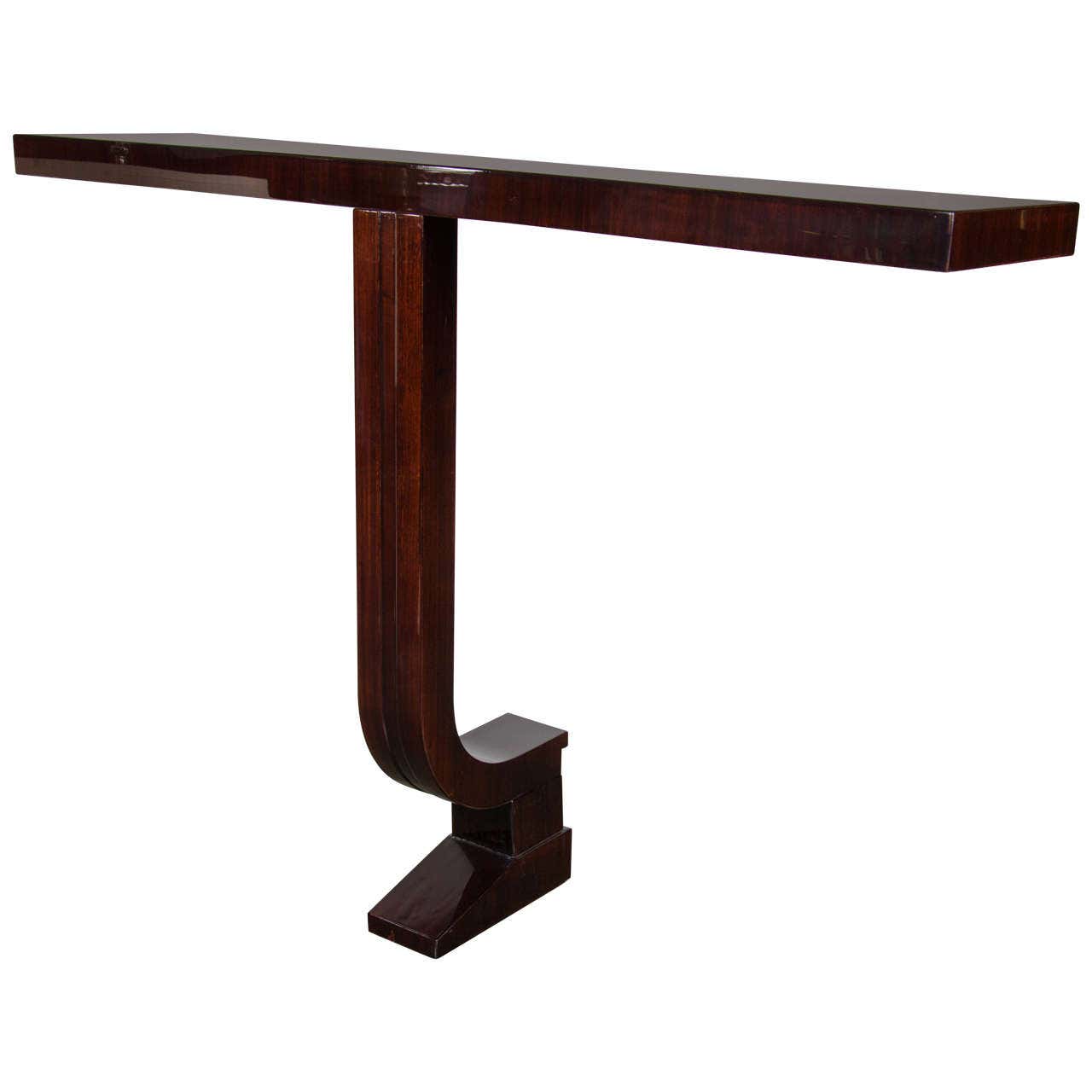 Exquisite Streamlined Art Deco Wall Mounted Console in Mahogany at ...