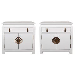 Pair of 1970s White Lacquer End Tables