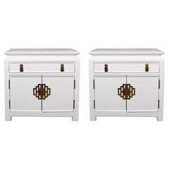 Pair of 1970s Century White Lacquer End Tables 1