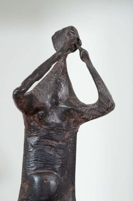 English Bronze Female Musician by Henry Cliffe Signed For Sale