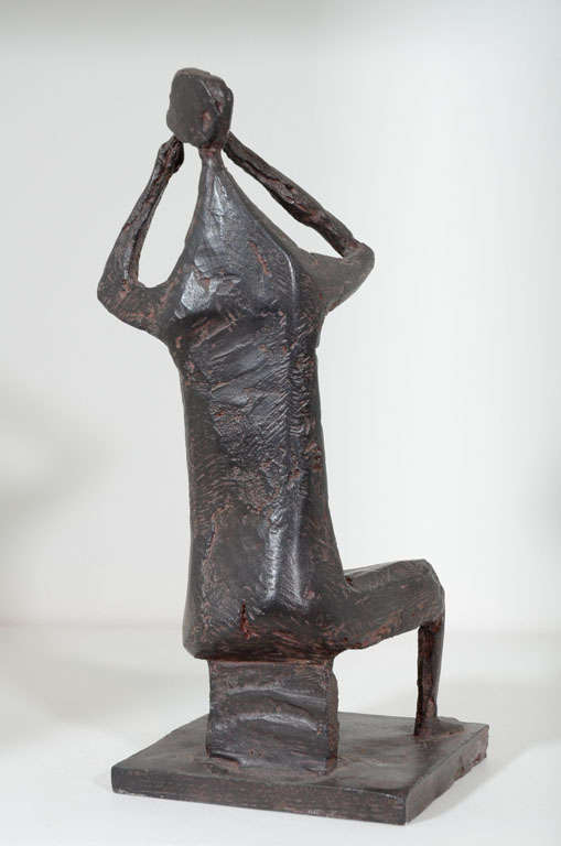 20th Century Bronze Female Musician by Henry Cliffe Signed For Sale