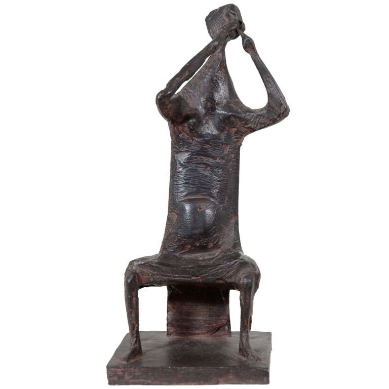 Bronze Female Musician by Henry Cliffe Signed For Sale