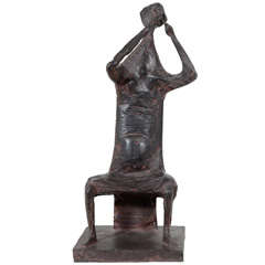 Bronze Female Musician by Henry Cliffe Signed