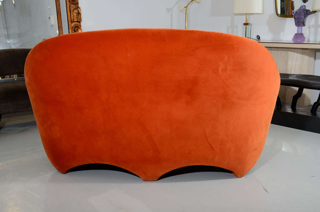 20th Century Garouste and Bonetti Velvet Loveseat with Bronze Legs For Sale