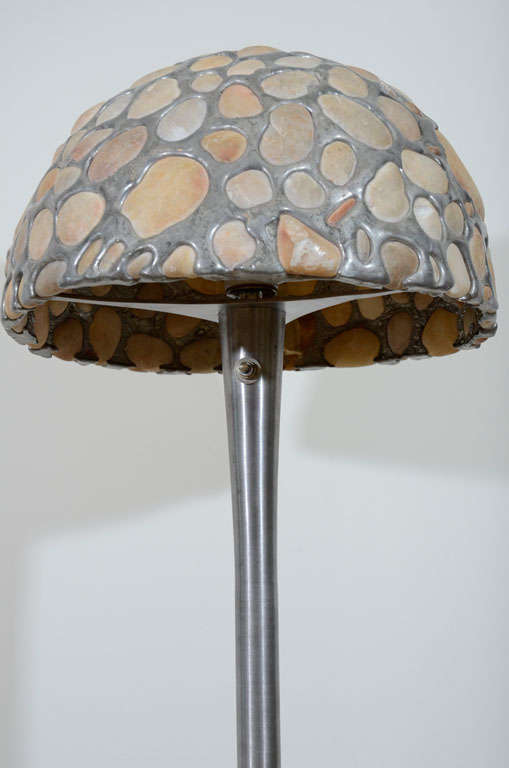 Aluminum Floor Lamp with Stone and Leaded Domed Shade 1