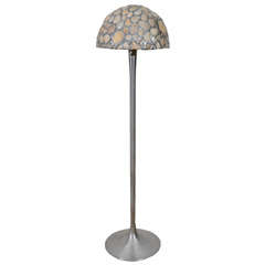 Aluminum Floor Lamp with Stone and Leaded Domed Shade