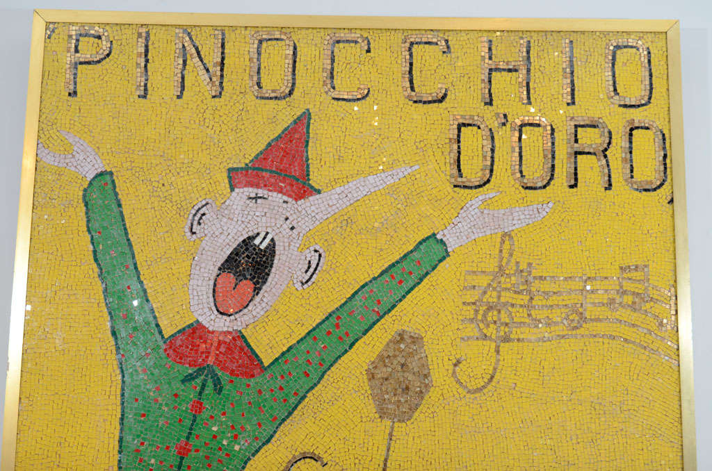 Italian Pinocchio D'Oro Theater Advertisement in Glass Mosaic