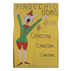 Vintage Pinocchio D'Oro Theater Advertisement in Glass Mosaic