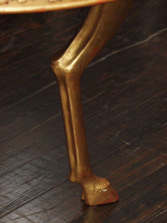 Beautiful Italian giltwood and marble hoof leg table 2