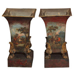 Pair Of Tole Garniture Vases